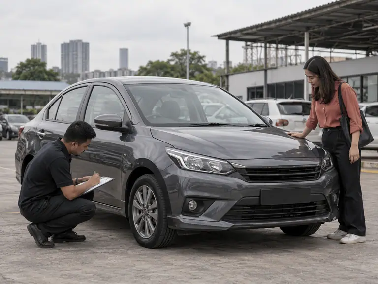 Profil sedan untuk pertanyaan penghantaran kenderaan — visual ilustrasi